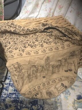 Boho Elephant Print Canvas Tote Bag in Tan and Brown